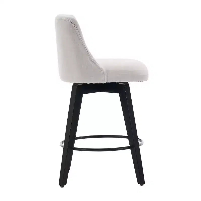 Tabourets de bar pivotants blancs à 360° (lot de 2) - Mélange de lin capitonné pour îlot de cuisine