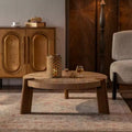 Round Wood Coffee Table with Smooth Finish, Easy Assembly Accent Table for Living Room or Apartment - Panipeachy