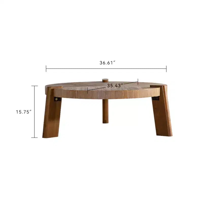 Table basse ronde en bois avec finition lisse, table d'appoint facile à assembler pour salon ou appartement