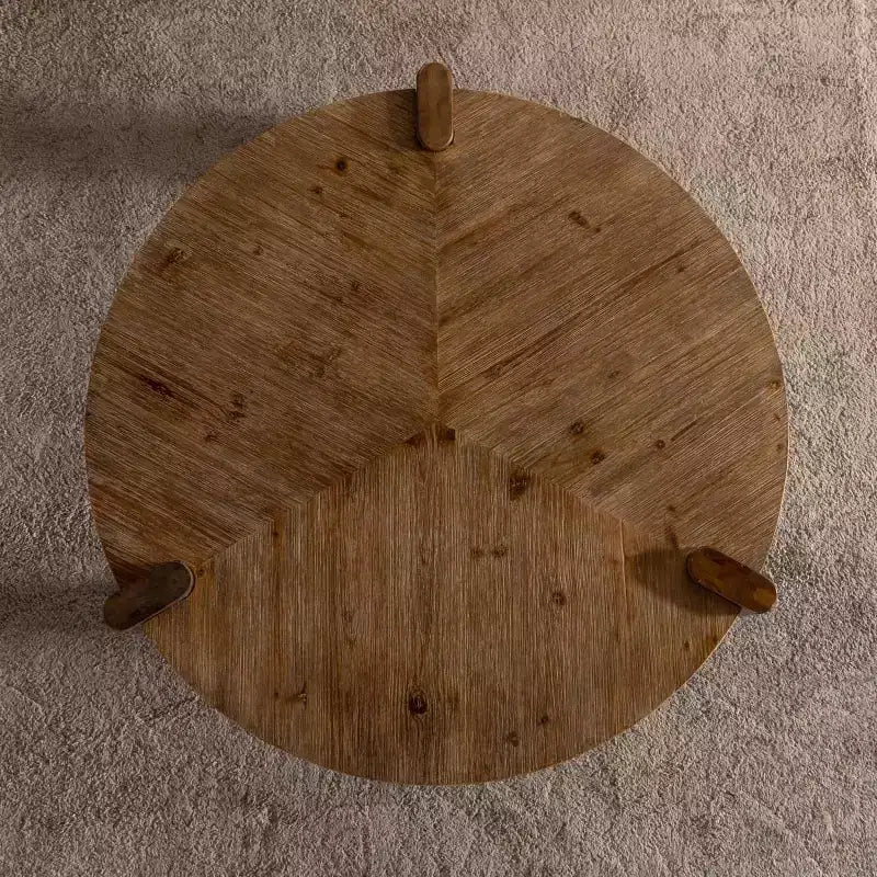 Table basse ronde en bois avec finition lisse, table d'appoint facile à assembler pour salon ou appartement