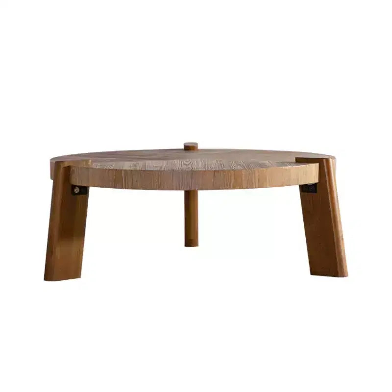 Table basse ronde en bois avec finition lisse, table d'appoint facile à assembler pour salon ou appartement