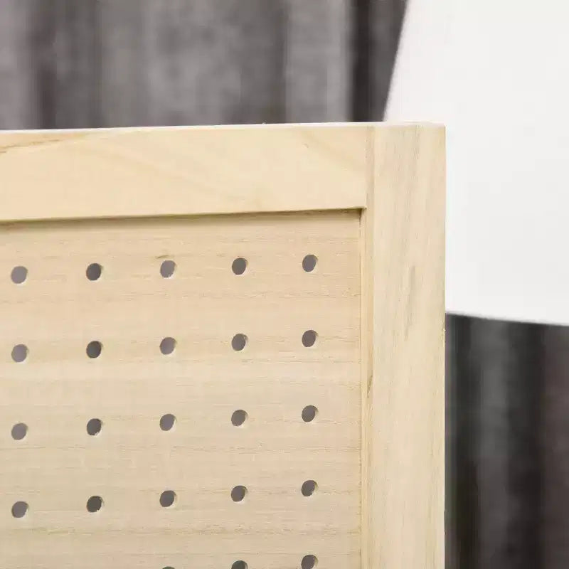 Séparateur de pièce en bois à 4 panneaux de 1,45 m avec présentoir perforé, paravent pliant pour bureau à domicile