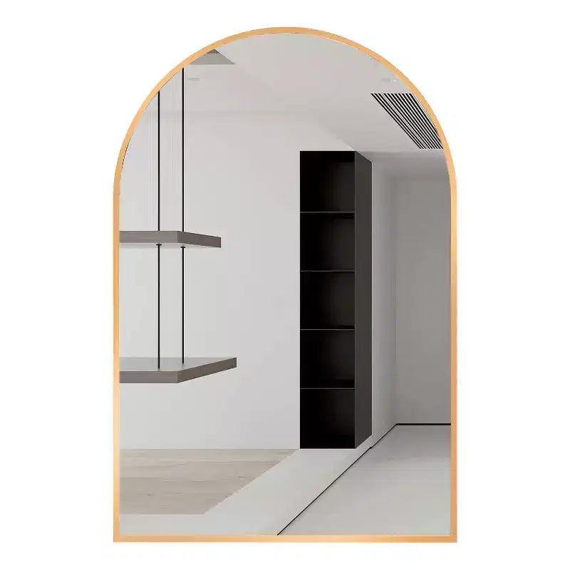 Miroir de salle de bain mural à cadre métallique arqué