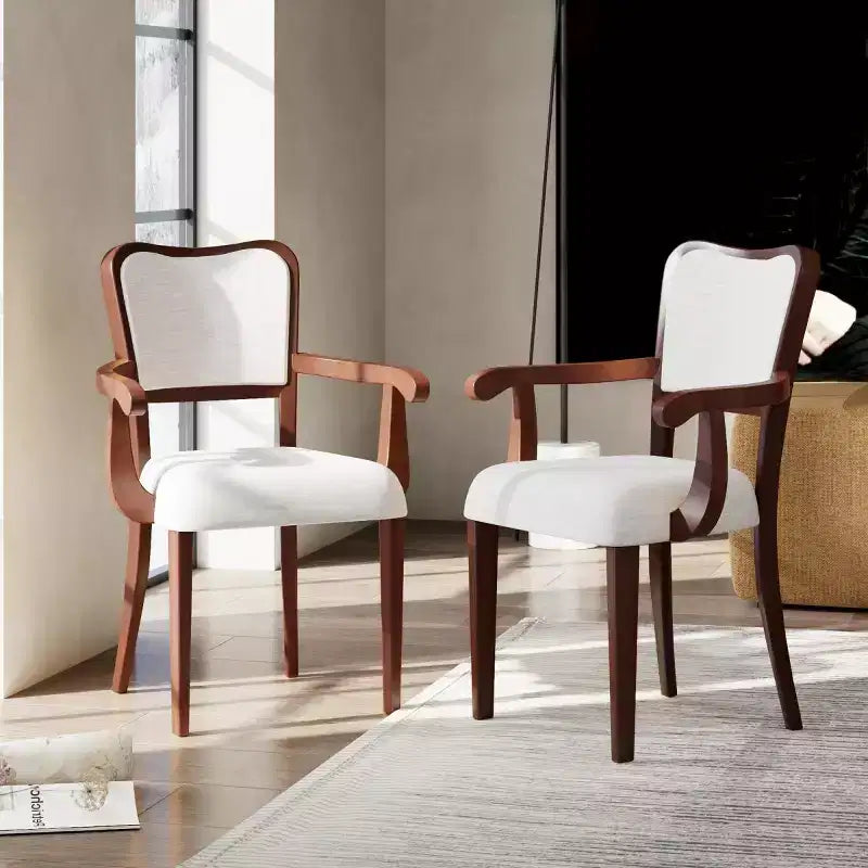 Lot de 2 chaises de salle à manger traditionnelles rembourrées avec structure en bois massif, chaises élégantes pour salle à manger ou cuisine