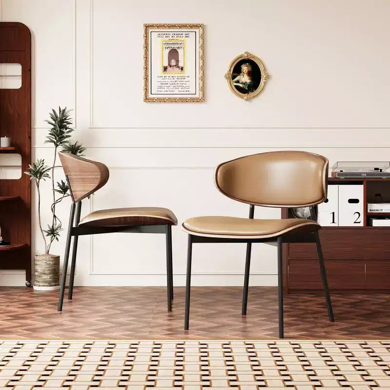 Lot de 2 chaises de salle à manger contemporaines avec structure en métal, assise et dossier rembourrés et doux