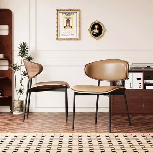 Lot de 2 chaises de salle à manger contemporaines avec structure en métal, assise et dossier rembourrés et doux