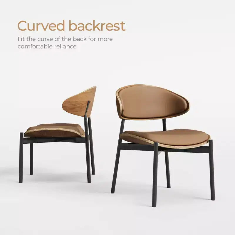 Lot de 2 chaises de salle à manger contemporaines avec structure en métal, assise et dossier rembourrés et doux