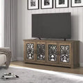 Meuble TV avec portes miroir et rangement dissimulé 68,2 L x 17,2 P x 29,3 H