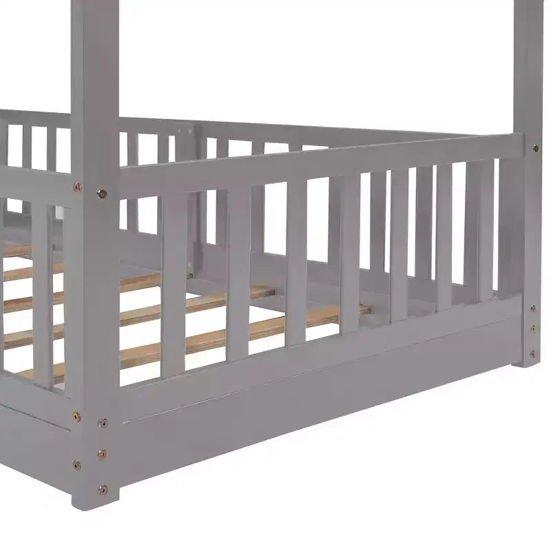 Whisen Twin Over Twin Bunk Bed & Bed Frame with Slide and Ladder, Full-length Guardrail, Solid Wood Frame