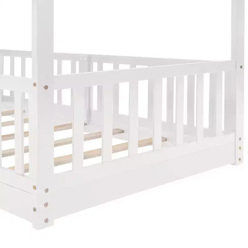 Whisen Twin Over Twin Bunk Bed & Bed Frame with Slide and Ladder, Full-length Guardrail, Solid Wood Frame