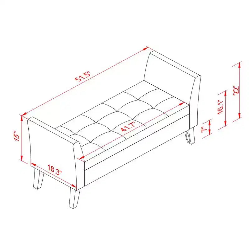 TUYOHW Rectangle Storage Bench,51.5 End of Bed Ottoman Bench with Solid Wood Legs,Velvet Ottoman for Living Room,Bedroom,Entryway,Beige