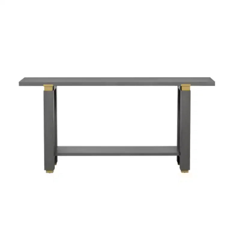 62.9 Modern Minimalist Console Table, Wood Entryway Table with Shelf and Metal Accents for Hallway, Living Room or Behind Sofa - Panipeachy