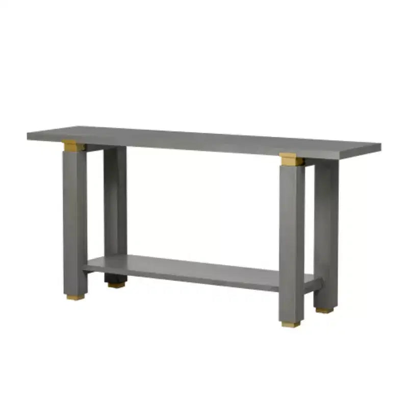 62.9 Modern Minimalist Console Table, Wood Entryway Table with Shelf and Metal Accents for Hallway, Living Room or Behind Sofa - Panipeachy