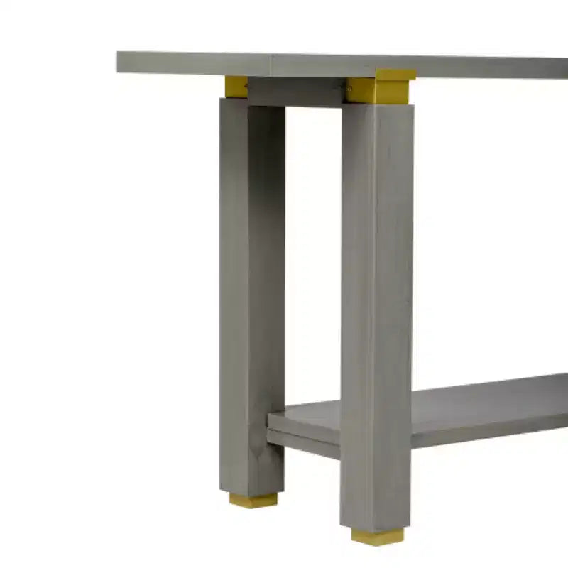 62.9 Modern Minimalist Console Table, Wood Entryway Table with Shelf and Metal Accents for Hallway, Living Room or Behind Sofa - Panipeachy