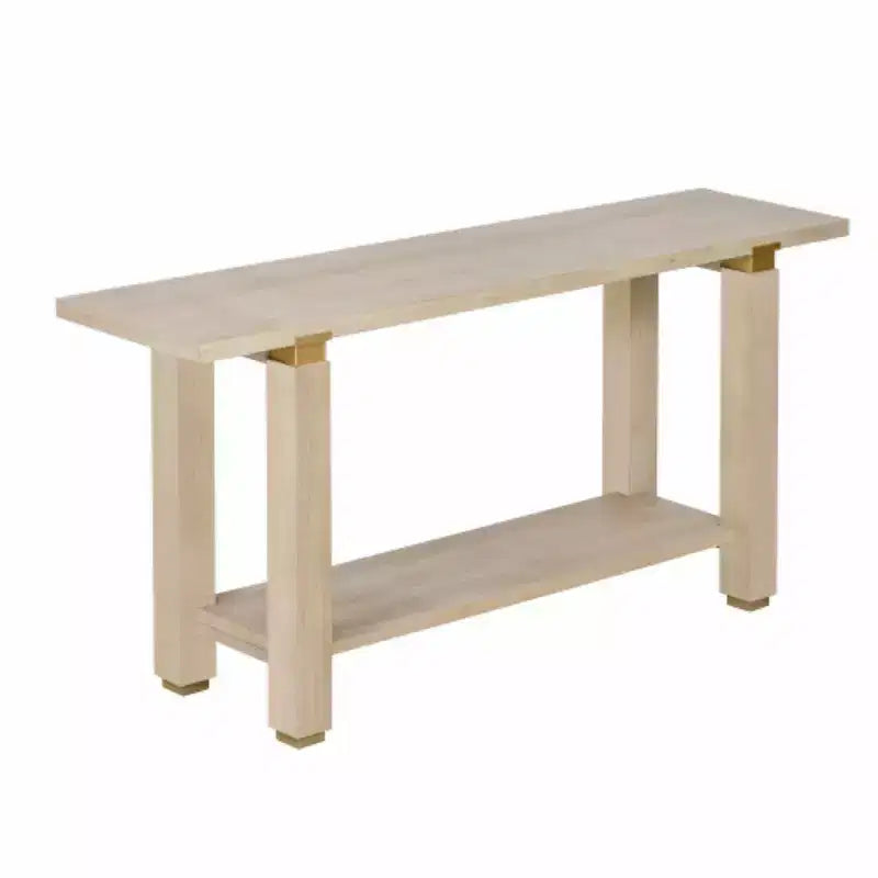 62.9 Modern Minimalist Console Table, Wood Entryway Table with Shelf and Metal Accents for Hallway, Living Room or Behind Sofa - Panipeachy