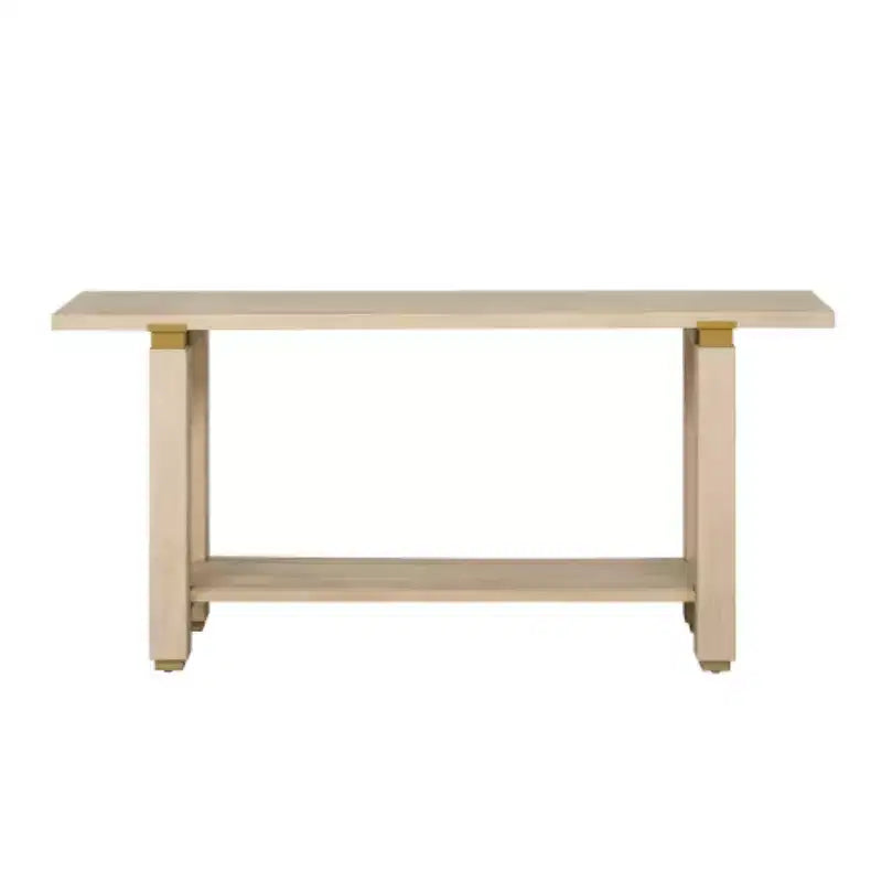62.9 Modern Minimalist Console Table, Wood Entryway Table with Shelf and Metal Accents for Hallway, Living Room or Behind Sofa - Panipeachy