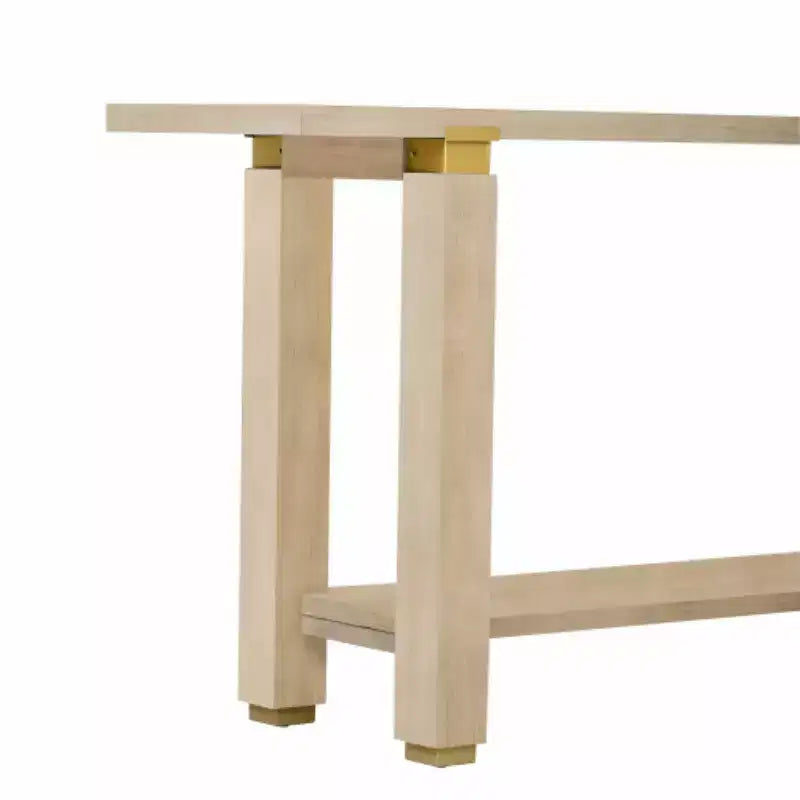 62.9 Modern Minimalist Console Table, Wood Entryway Table with Shelf and Metal Accents for Hallway, Living Room or Behind Sofa - Panipeachy