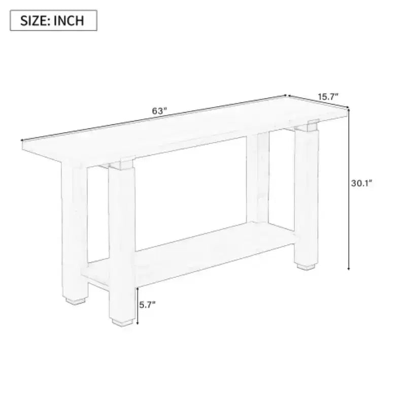 62.9 Modern Minimalist Console Table, Wood Entryway Table with Shelf and Metal Accents for Hallway, Living Room or Behind Sofa - Panipeachy