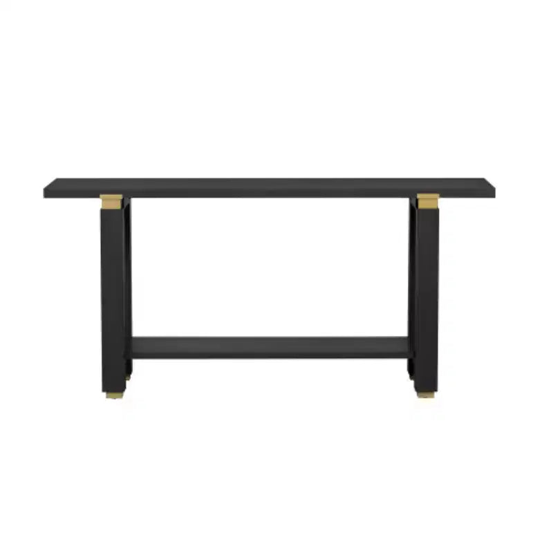 62.9 Modern Minimalist Console Table, Wood Entryway Table with Shelf and Metal Accents for Hallway, Living Room or Behind Sofa - Panipeachy