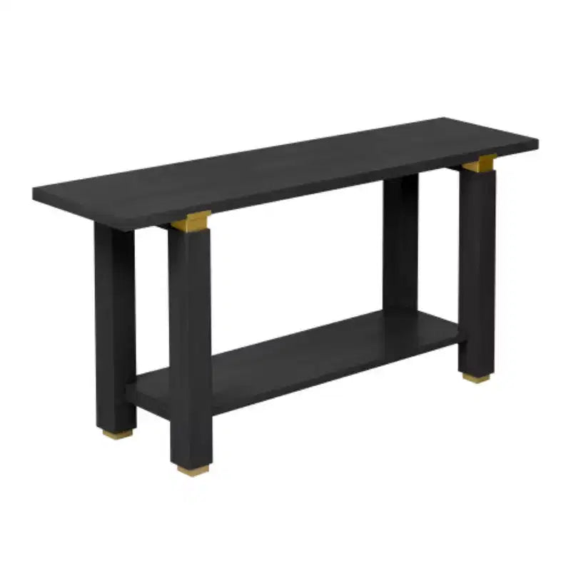 62.9 Modern Minimalist Console Table, Wood Entryway Table with Shelf and Metal Accents for Hallway, Living Room or Behind Sofa - Panipeachy