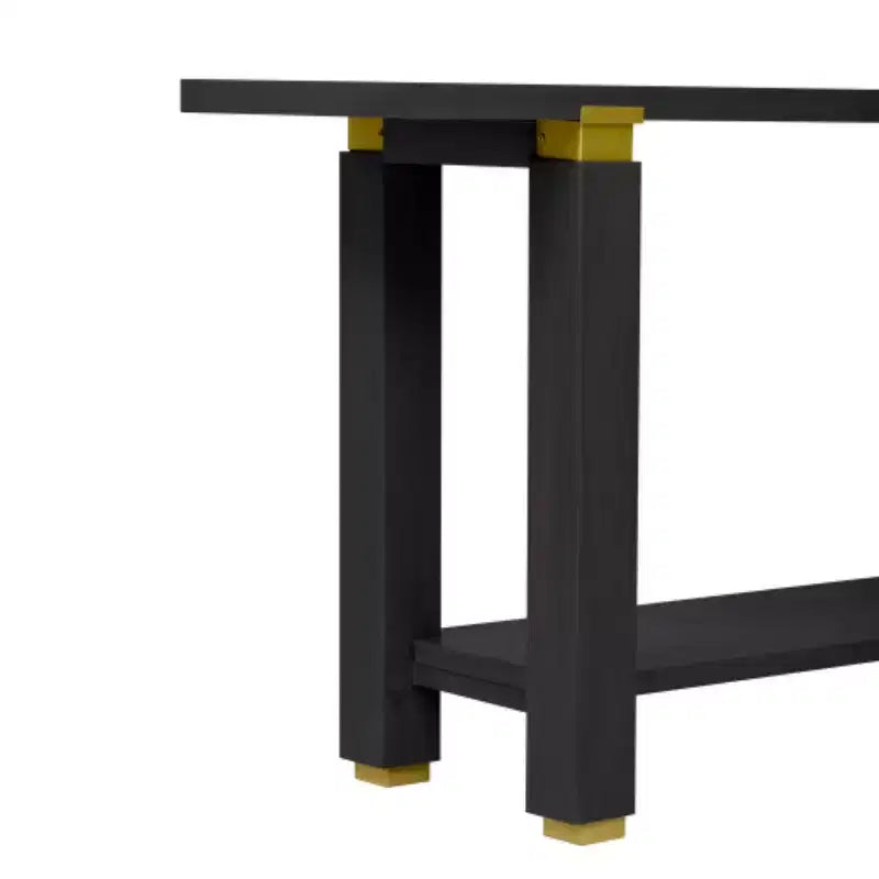 62.9 Modern Minimalist Console Table, Wood Entryway Table with Shelf and Metal Accents for Hallway, Living Room or Behind Sofa - Panipeachy