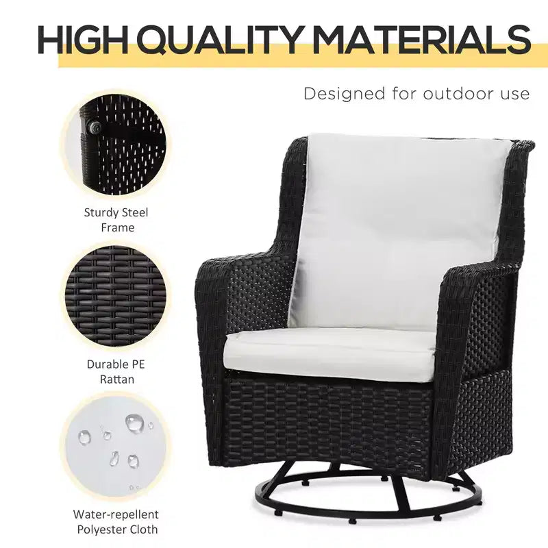 Patio Bistro Set, Porch Furniture with 360 Degree Rotation & Rocking Function, 28.25x30.75x36.25