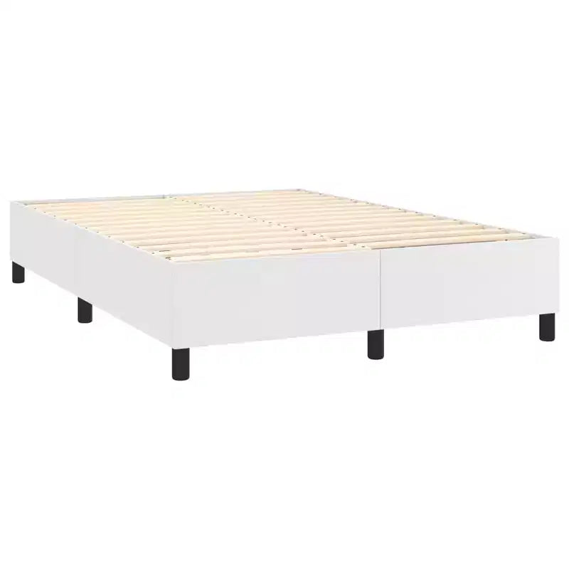 Bed Frame White Faux leather, plywood, engineered wood Queen