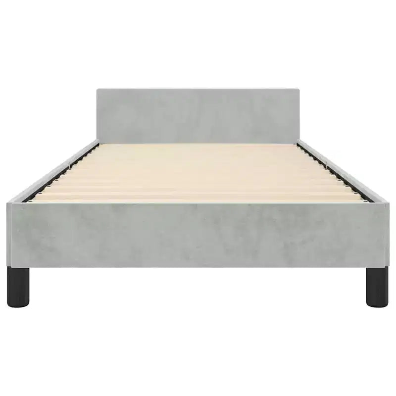 Bed Frame With Headboard Light Grey Velvet, Plywood, Engineered Wood