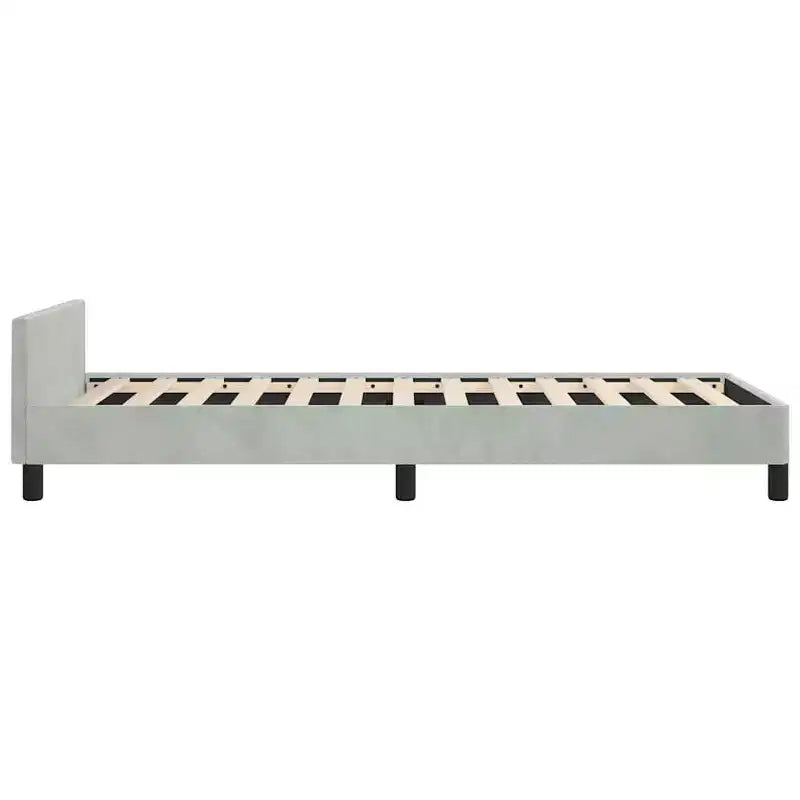 Bed Frame With Headboard Light Grey Velvet, Plywood, Engineered Wood
