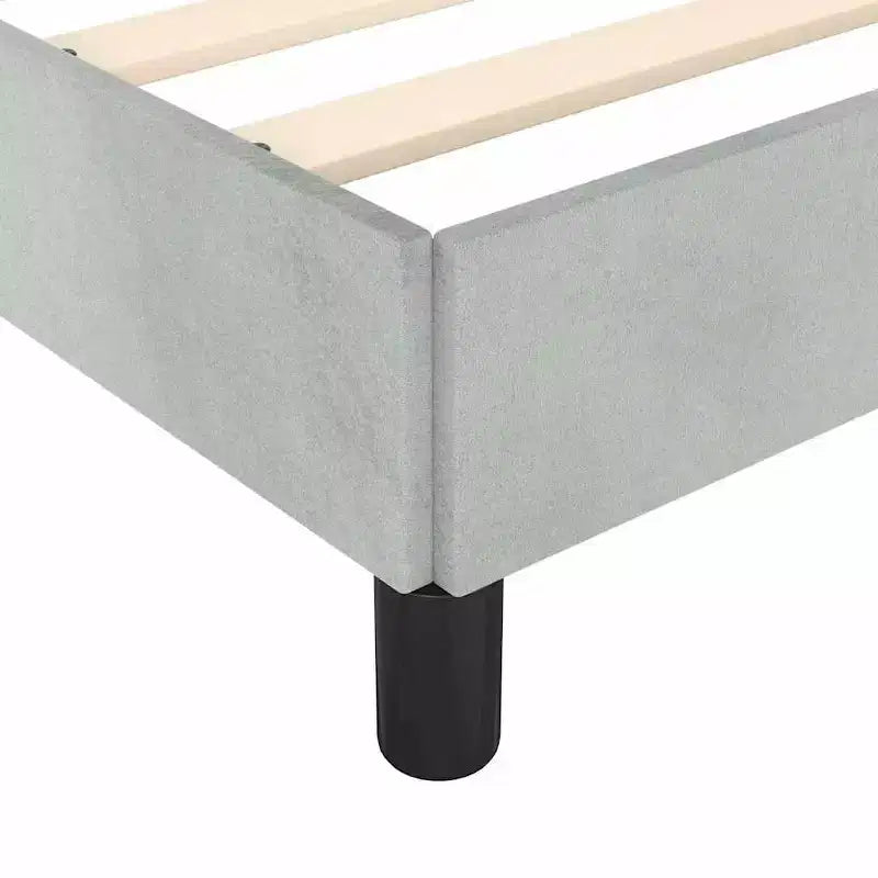 Bed Frame With Headboard Light Grey Velvet, Plywood, Engineered Wood