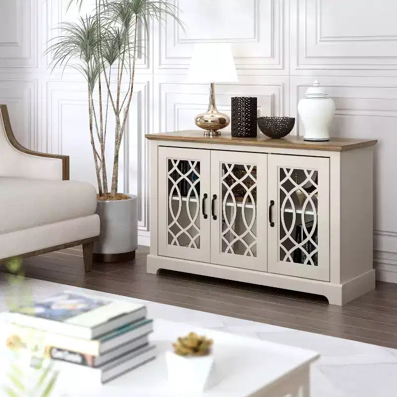 Galano sideboard with decorative cutout doors 45.7 W  15.7 D  29.3 H