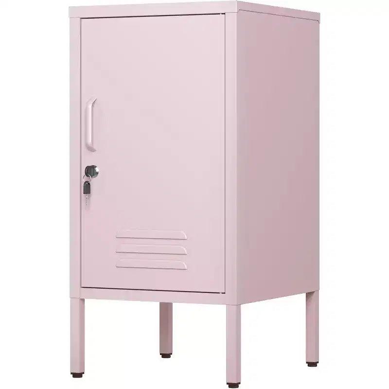 Metal Locker End Table, Modern Minimalist Room Side Table with 2 Adjustable Shelf,Anti-Tilt Design, Multi Storage Cabinet for Living Room Bedroom