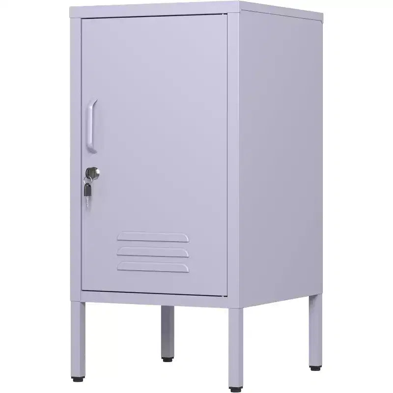 Metal Locker End Table, Modern Minimalist Room Side Table with 2 Adjustable Shelf,Anti-Tilt Design, Multi Storage Cabinet for Living Room Bedroom