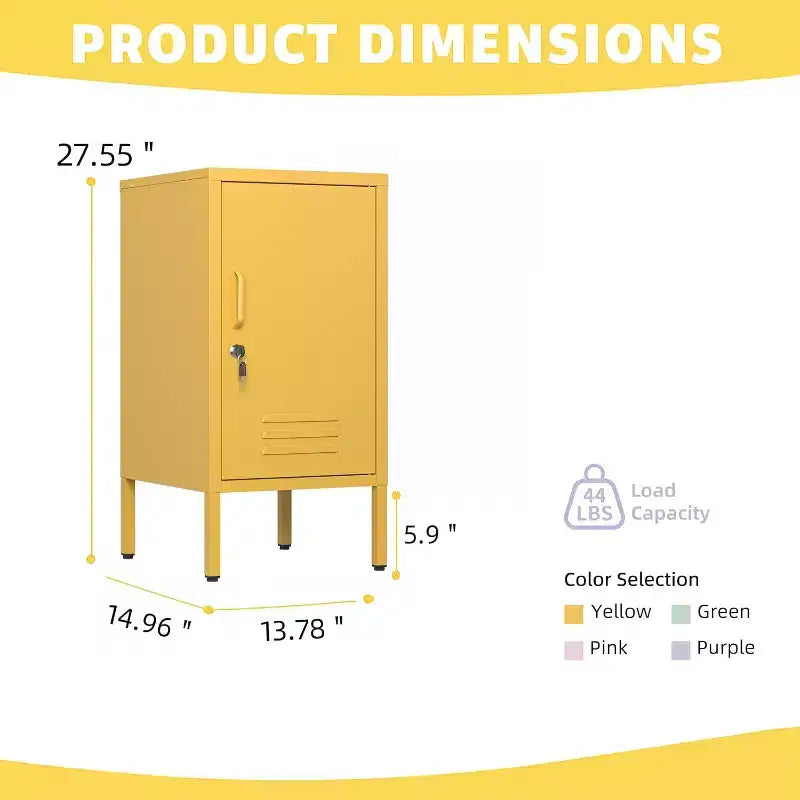 Metal Locker End Table, Modern Minimalist Room Side Table with 2 Adjustable Shelf,Anti-Tilt Design, Multi Storage Cabinet for Living Room Bedroom
