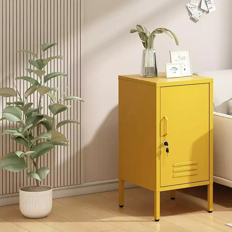 Metal Locker End Table, Modern Minimalist Room Side Table with 2 Adjustable Shelf,Anti-Tilt Design, Multi Storage Cabinet for Living Room Bedroom