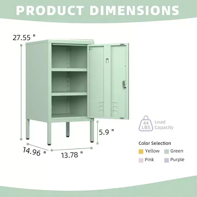 Metal Locker End Table, Modern Minimalist Room Side Table with 2 Adjustable Shelf,Anti-Tilt Design, Multi Storage Cabinet for Living Room Bedroom
