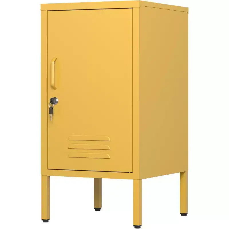Metal Locker End Table, Modern Minimalist Room Side Table with 2 Adjustable Shelf,Anti-Tilt Design, Multi Storage Cabinet for Living Room Bedroom