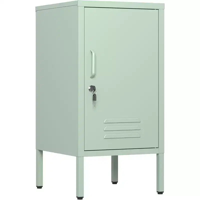 Metal Locker End Table, Modern Minimalist Room Side Table with 2 Adjustable Shelf,Anti-Tilt Design, Multi Storage Cabinet for Living Room Bedroom
