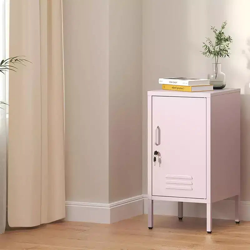 Metal Locker End Table, Modern Minimalist Room Side Table with 2 Adjustable Shelf,Anti-Tilt Design, Multi Storage Cabinet for Living Room Bedroom