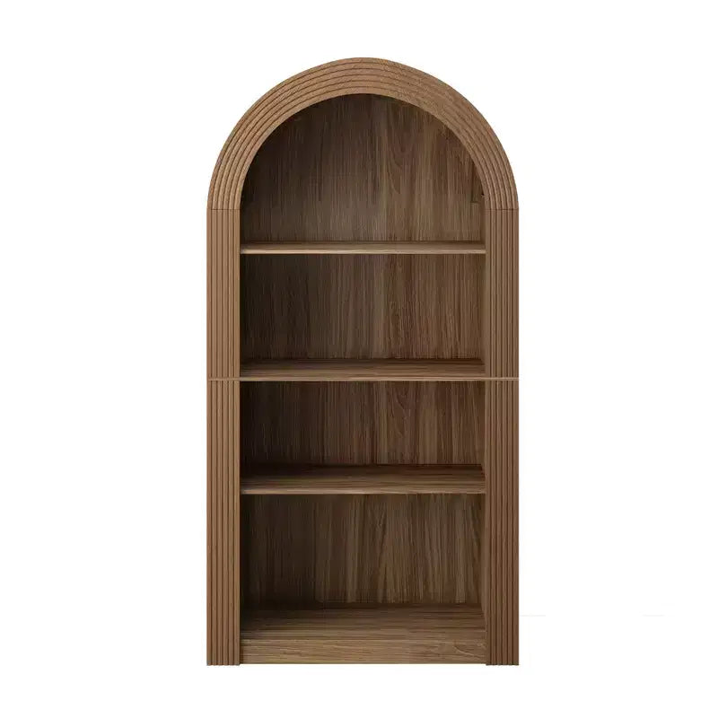 Okak Mid Century 4 Tier Tall Arched Bookshelf Cabinet,Wooden Display Bookcase Open Storage Rack for Office,Living Room