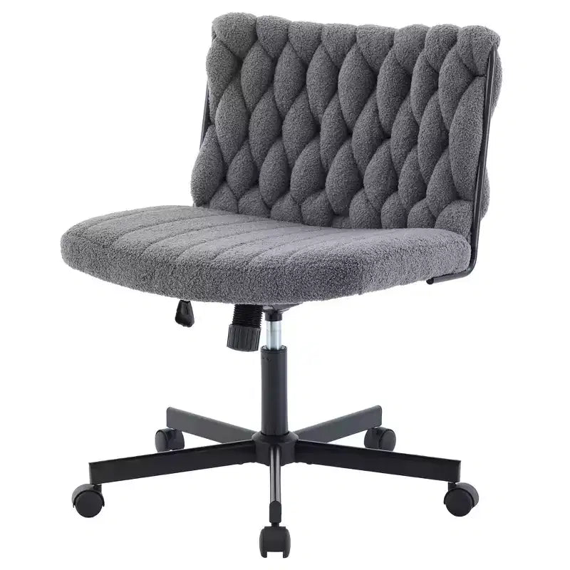 Wide Desk Chair, Criss Cross Chair with Rocking Function & Adjustable Height, Comfy Swivel Armless Chair