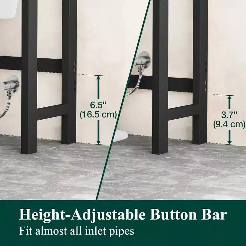 Over Toilet Storage Cabinet 3 Tier Bathroom Organizers with Adjustable Shelf 4 Hooks Space Saving Black Shelf Rack