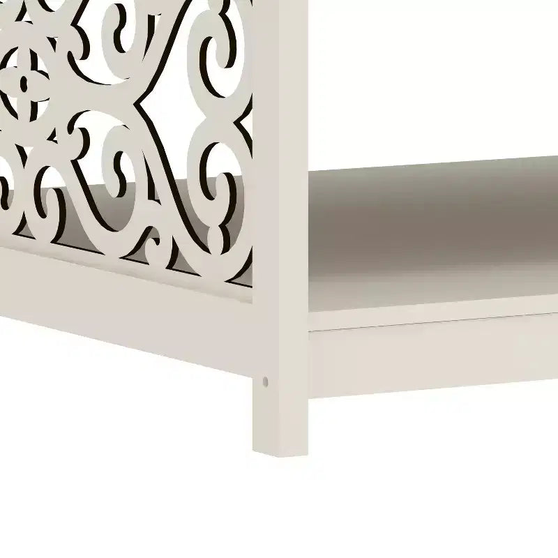 Galano Square Coffee Table with Decorative Cut-Out Panels and Lower Shelf 34.9 W x 34.9 D x 17.1 H