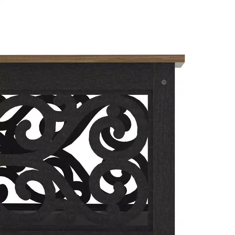Galano Square Coffee Table with Decorative Cut-Out Panels and Lower Shelf 34.9 W x 34.9 D x 17.1 H