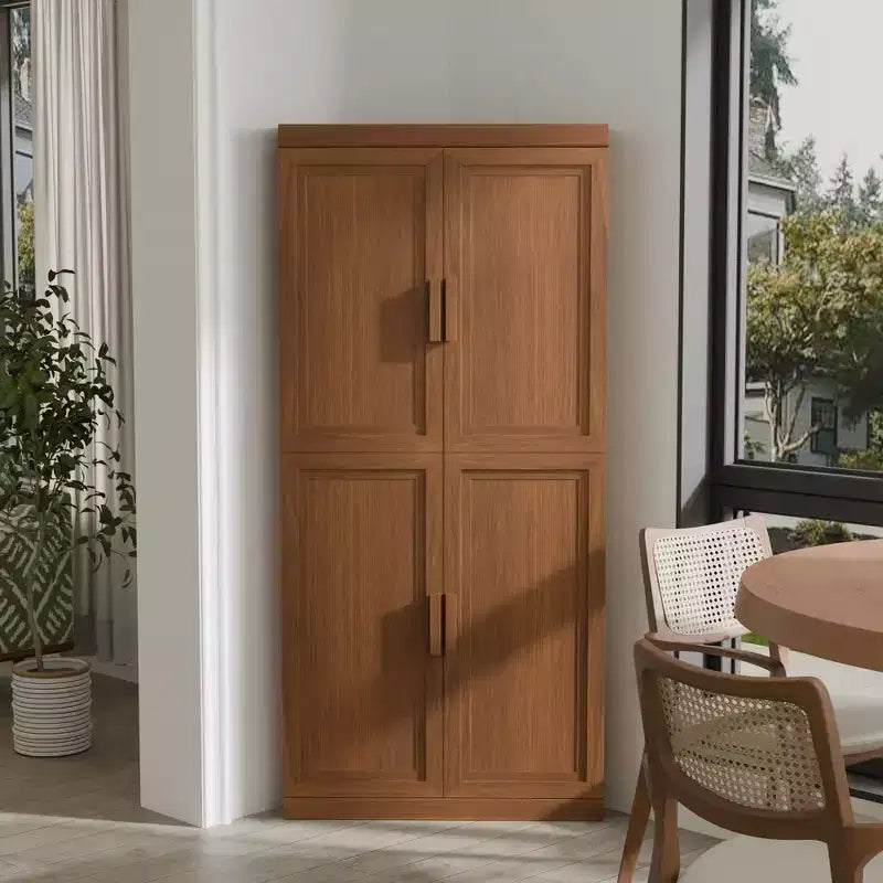 MAYEERTY Modern 4 Doors Utility Storage Cabinets Efficient Storage for Living Room Dining Room Bedroom Beige 2 Piece