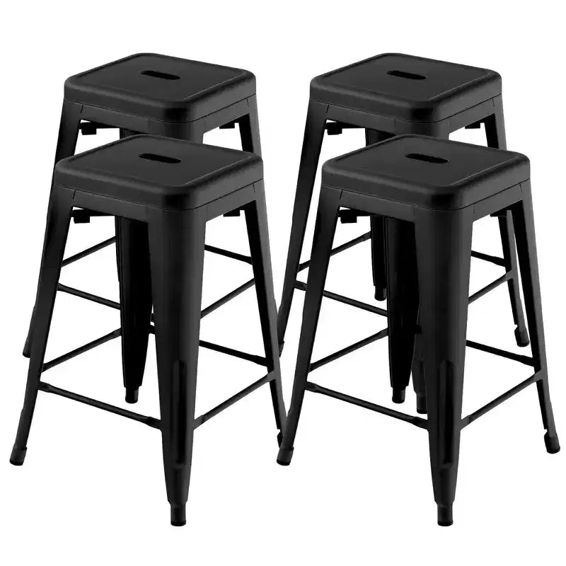 Costway 24 Set of 4 Backless Barstool Counter Height Metal Bar Stool Stackable Chair
