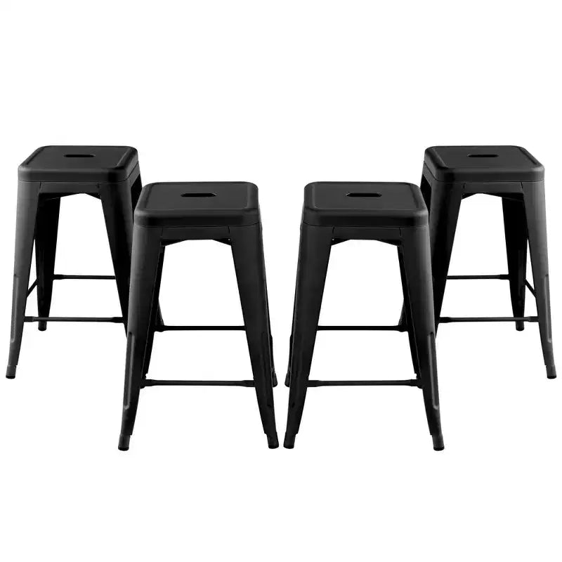 Costway 24 Set of 4 Backless Barstool Counter Height Metal Bar Stool Stackable Chair