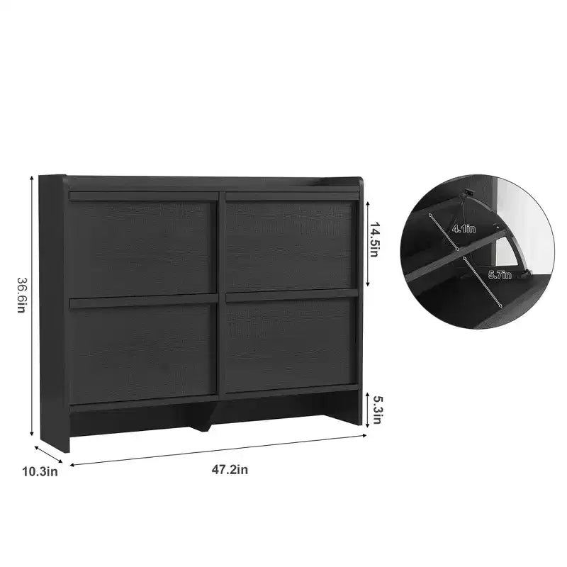4-Drawer Flip Shoe Cabinet with Adjustable Shelf - Versatile Wooden Storage Organizer for Hallway, Entryway & Living Room