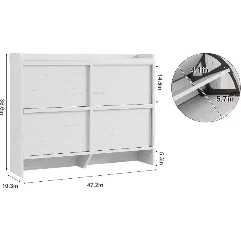 4-Drawer Flip Shoe Cabinet with Adjustable Shelf - Versatile Wooden Storage Organizer for Hallway, Entryway & Living Room