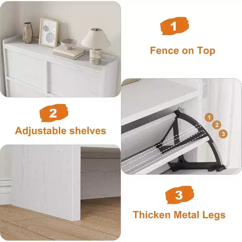 4-Drawer Flip Shoe Cabinet with Adjustable Shelf - Versatile Wooden Storage Organizer for Hallway, Entryway & Living Room